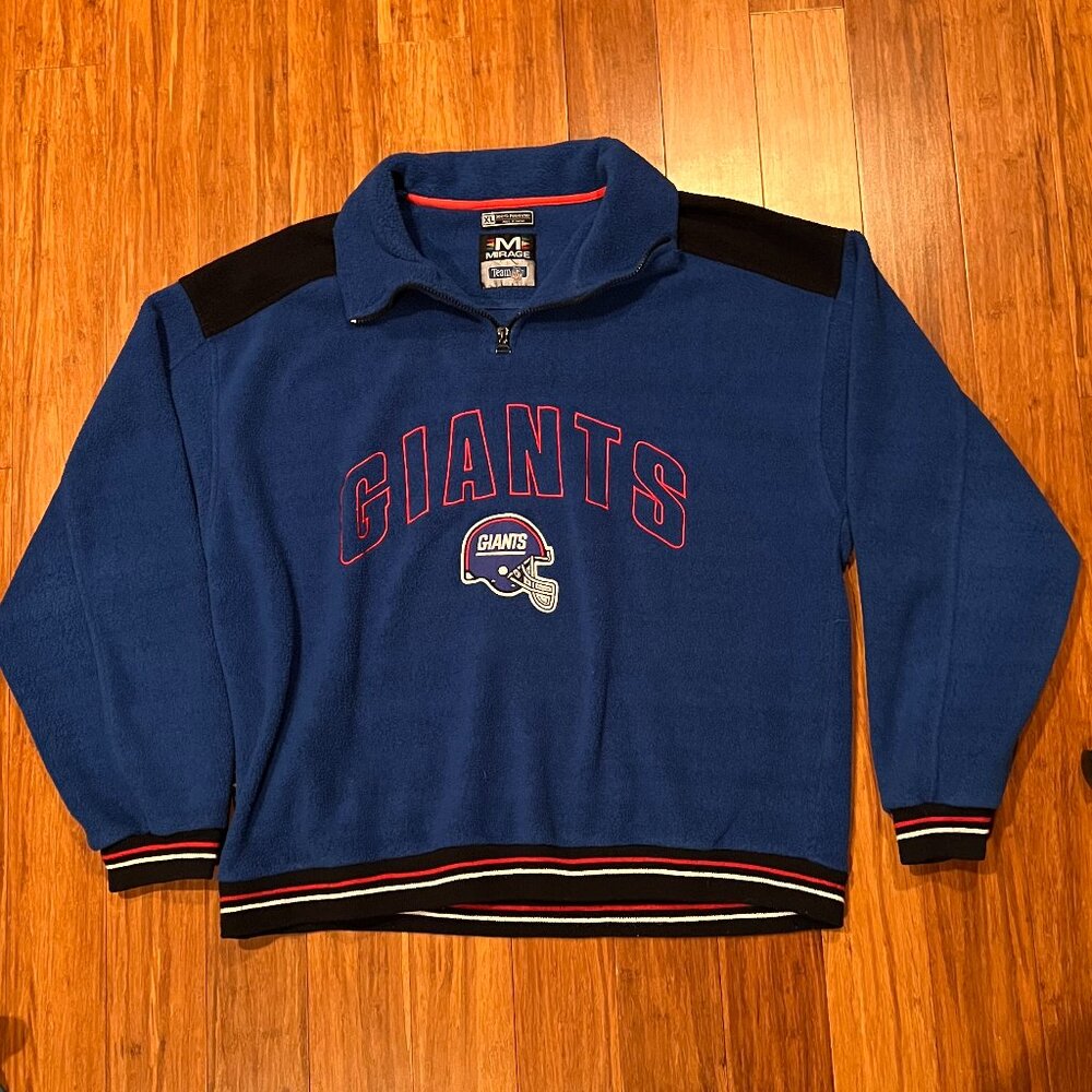 Vintage New York Giants Mirage Fleece Quarter Zip Pullover XL NFL Blue